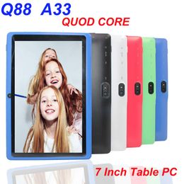 Dual Kamera Q88 A33 Quad Core Tablet PC Taschenlampe 7 Zoll 512 MB 4 GB Android 4.4 kitkat Wifi Allwinner Bunte MID günstigste neue