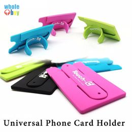 Universal Colourful touch U Touch C insert bus Card collection Silicone Stand Holder with Earphone Winder card bag cutter for cell Phone