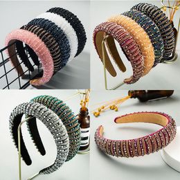 Rainbow Flower Crystal Beaded Hairband for Women Head Bezel Hair Hoop Rhinestone Pearl Headbands 10 styles