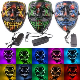 v shaped face mask Canada - Halloween Horror mask LED Glowing v-shaped with blood Party Masks DJ Party 10 colors Light Up Masks Glow In Dark Designer Face Masks