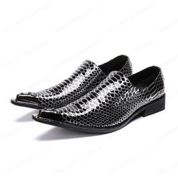 Italian Fashion Male Business Party Shoes Real Leather Skin Snake Shoes Night Club Slip on Men Shoes