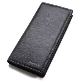 Code 10 Genuine Leather Men Wallets Long Man Clutch Wallet Man Purses with Zipper Pocket Card Holder High Quality