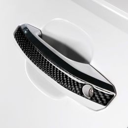 Car Styling Exterior Carbon Fibre Door Handle Anti-collision Strips Trim Cover for Audi A4 A5 2017-2022 Accessories260d