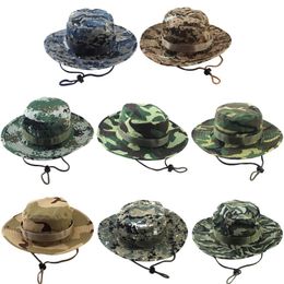 Tasarımcı Kova Şapka Kamuflaj Orman Askeri Kap Yetişkinler Için Erkek Kadın Kovboy Ayarlanabilir Boonie Şapka Balıkçılık İlkbahar Yaz Sonbahar Kış Packable Ordu Şapka
