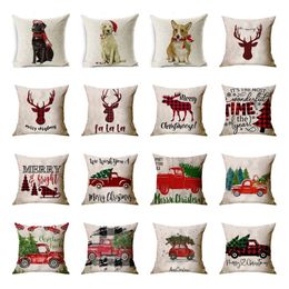 Christmas pillowcase car animal sofa cushion cover Santa Claus pillow case Christmas decoration plaid Pillowcase T2I51533