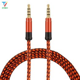 500pcs/lot 3M 3.5mm Gold-plated Connectors Braided Fabric Male to Male AUX Audio Cable Cord