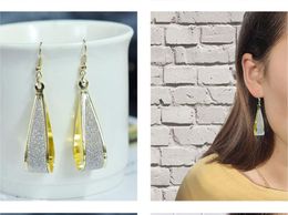 Fashion woman Jewellery Exaggerated Earrings gold silvery black oval Retro frosted water drop ear hook Dangle Chandelier ear ring 6.8cm*1.4cm
