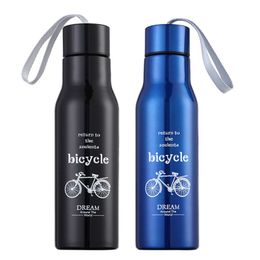 Custom 21oz 600ml Running Gym Sport Cycling Single Wall Stainless Tumbler Travel Camping Hiking Water Bottle With Rope