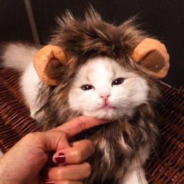 Funny Cute Pet Cat Costume Lion Mane Wig Cap Hat for Cat Dog Halloween Christmas Cosplay Clothes Fancy Dress Creative Fashion