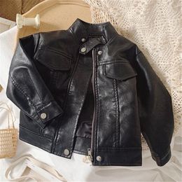 Hot 2020 Autumn New Girls Leather Jacket Children Fashion Short Stand-up Collar Jacket Children Coat High Quality Children Leather Clothing