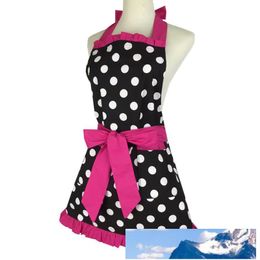 NEW Design New Fashion Sweetheart Adult Bibs Dots Cotton Fabric Kitchen Cooking Aprons Dress For Woman Waiter With Pocket