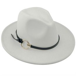 Simple New Wool Women Outback Fedora Hat For Winter Autumn ElegantLady Floppy Cloche Wide Brim Jazz Caps Size 56-60CM244R