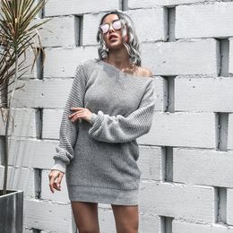 Autumn Off Shoulder Sweaters Women Loose Knitted Sweater Pullover Lady Jumper Woman Long Sleeve Knit Sweater