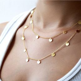 Necklace Jewellery Classic 18k Gold Cute Round Disc Pendant Chain Necklace Womens 95cm Long Chain Stackable Necklace