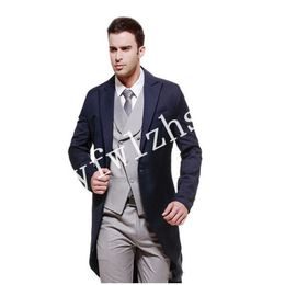 New Style One Button Handsome Peak Lapel Groom Tuxedos Men Suits Wedding/Prom/Dinner Best Man Blazer(Jacket+Pants+Tie+Vest) W321