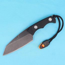 Top Quality D2 Steel Black Stone Wash Blade Survival Straight Knife G10 Handle Outdoor Camping Tactical Gear With Survival whistle
