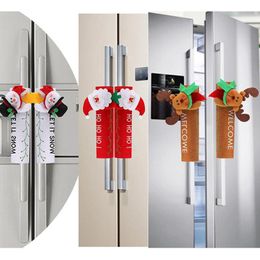 Christmas Fridge Handle Covers Microwave Door Refrigerator Handle Sets Door Handle Cover Xmas Christmas Party Decor 24x16cm