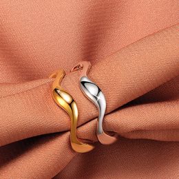 Simple Style Wave Shaped Open Ring Women Wave Finger Ring Gold Silver Fashion Jewellery Accessories for Gift Party