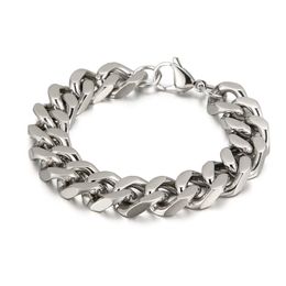 12mm 8.66'' high polished stainless steel cuban curb link chain bracelet bangle mens Jewellery birthday gifts .nice gifts