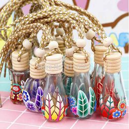 100pcs 8-15ml Polymer Clay Glass Essence Oil Diffuser Perfume Empty Bottle Car Hang Decoration Tourist Souvenirs