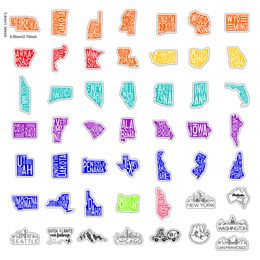 2 Sets 100PCS Travel Outdoor Map Stickers Car Motorcycle Helmet Stickers