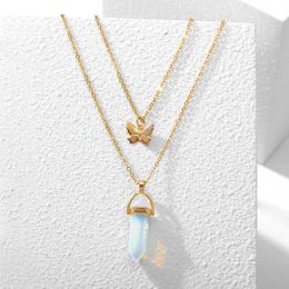 Crystal stone butterfly necklace Gold chains pendant multi layer necklaces chokers women fashion Jewellery will and sandy