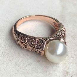 Hot Sale Chenrui jewelry inlaid pearl ring gold and silver plating