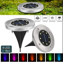 Solar Lawn Lights Garden Light 8led Warm White Ground Lamp Outdoor Patio Home Decoration
