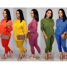 Women Solid Colours Tracksuits Fashion Trend Mid Waist Long Pants 2Pcs Candy Colour Sports Suits Designer Ladies Casual Outfit Two Piece Sets