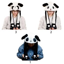 -Kinder Adult Short Plüsch netten 3D-Cartoon-Panda-Tierhut mit beweglichen Ohren Doppel Airbag Paws Warm Earflap Mütze Spielzeug-Partei Props