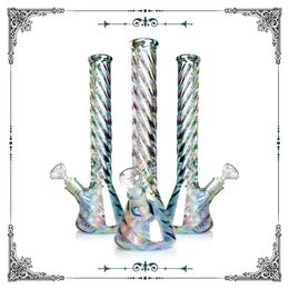 -Verre arc-en-ciel holographique Bong 5mm d'épaisseur de tuyaux d'eau de verre Heavy Hookah Vase Vase Shisha Fumer Pipe Beaker avec Catcher de glace