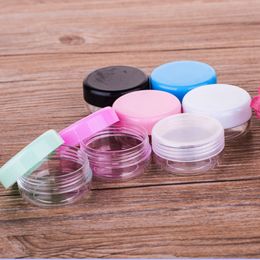 PET Clear Cosmetic Refillable Bottle with Colourful Screw Plastic lids 10g Empty Cream Packaging Box Free Shipping
