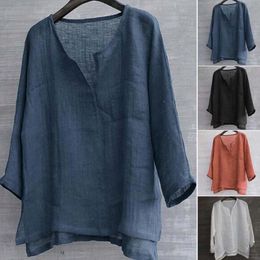 8 Colors Vintage Cotton Linen Shirt Men Casual Long Sleeve Oversize Tops Camisa V Neck Boho Style Mens Shirts