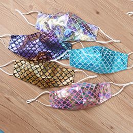 Magic Fish scales personality sequins Fashion Face Masks Bling Bling Sequin Washable Soft Cotton inside for Women Party designer face masks