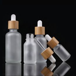 1050ml bamboo cap frosted glass dropper bottle liquid reagent pipette bottles eye dropper aromatherapy essential oils perfumes bottles