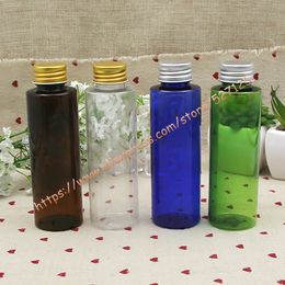 100ml clear/blue/green/brown PET bottle with silver/gold Aluminium lid,essential oil/liquid/moisturizer/facial water container