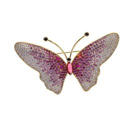 Shine CZ Stone Butterfly Brooches Jewellery 18K Gold Plated Wedding Fashion Brooch Pins Women Luxury Party Corage