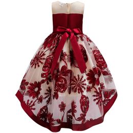 Bebé de la niña de las flores vestidos para niñas princesa vino rojo boda para niños Bebé de la niña de las flores vestidos para niñas princesa vino rojo boda para niños