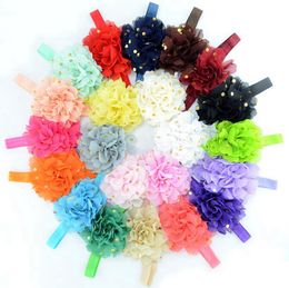 Baby Girl Headband Chiffon Flower Newborn Headwear Bronzing Dot Floral Headwrap Elastic Head Band Fashion Hair Accessories 22 Colours DW5969