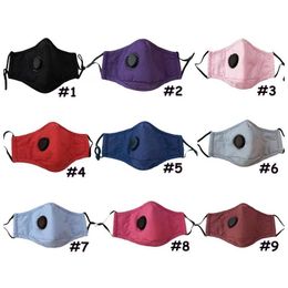 Masks Solid Colours Designer Mask Breathing Valve Dust Proof Face Mask Reusable Washable Adult Cotton Face Mouth Cover Anti-haze ZCGY84