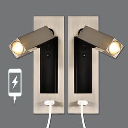 Topoch USB LED Sconces Lamp Bedroom Headboard Reading Light Loft Hotel Home Bedside Wall Lights Aluminium Head Adjustable Recessed Book Light Focused Beam