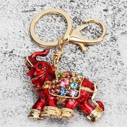 Selling Colourful Rhinestone Elephant Keychain Car Key Holder Drop Women Bag Ornaments Pendant Small Gift2906