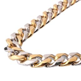 Silver Colour Gold Colour Stainless Steel Jewellery For Men Women Necklace Or Bracelet 12/15mm Curb Cuban Link Chain 7-40 Inches