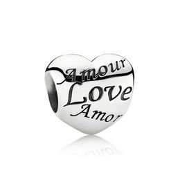 NEW 100% 925 Sterling Silver 1:1 Classic Words of Love Charm 791111 Heart-shaped Beaded Original Jewelry Women Gifts