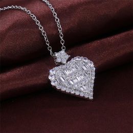 Hot Sale Choucong Brand New Handmade Luxury Jewelry Sweet Cute 925 Sterling Silver T Princess Cut White Topaz CZ Diamond Heart Pendant