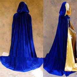 Gothic Hooded Velvet Cloak Gothic Wicca Robe Medieval Witchcraft Larp Cape Women Wedding Jackets Wraps Coats 2020 New
