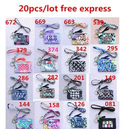 20pcs/lot Zip ID Case and lanyards small wallet Card holders Coin purses Free Express