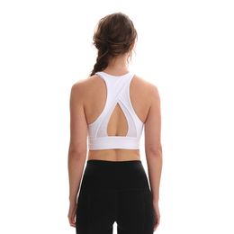 Yoga sports bra shockproof support mesh stitching back sport bra running fitness non-steel ring gym clothes women underwears lu tank top shirt