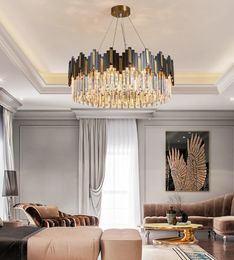 Postmodern minimalist stainless steel living room led crystal chandelier dining room bedroom pendant lights designer creative crystal lighti