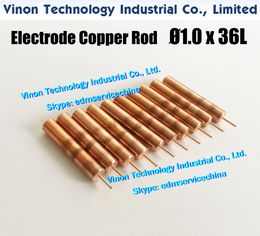 (10PCS PACK) EDM Electrode Copper Rod d=1.0mm, Shank D6.0mm, Shank 30Lmm, Overall length 36Lmm. Copper Rod for Electro-Discharge Machining